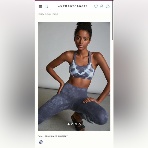NWT Anthropologie Electric & Rose Sports Bra in Tie-Dye SILVERLAKE BLUE/SKY Sz S - Picture 2 of 8